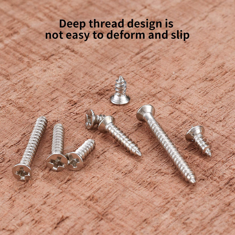 [Australia - AusPower] - 800 Pcs M2 Flat Head Self Tapping Screws, Small Cross Drive Head Self Tapping Woodworking Fastener Screws, Carbon Steel Self Drilling Screws Assortment Kit, 4/5/6/8/10/12/16/20mm 