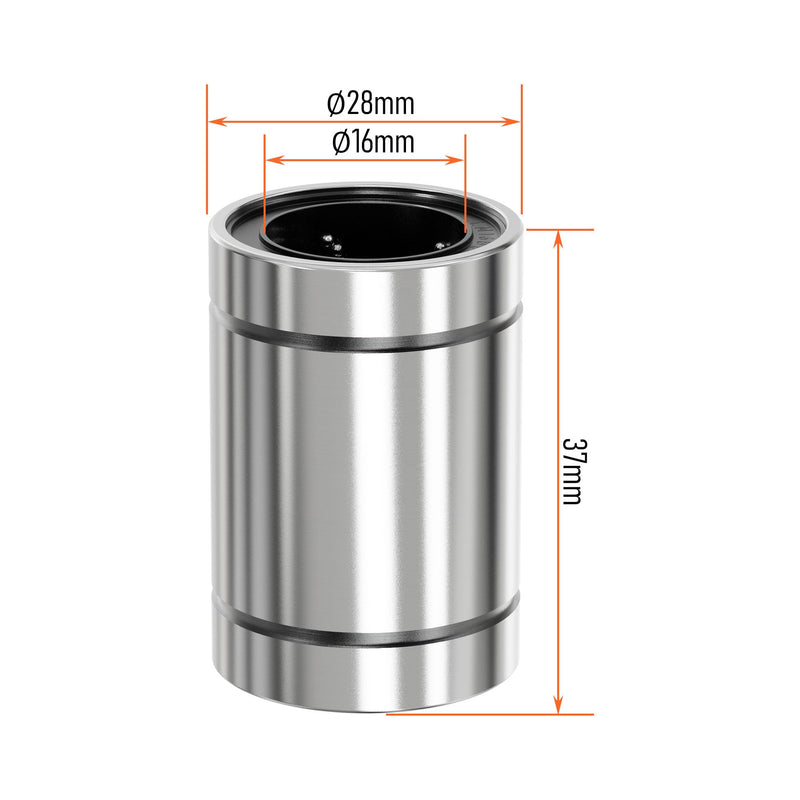 [Australia - AusPower] - 4PCS LM16UU Linear Ball Bearings, 16mm Bore Dia, 28mm OD, 37mm Length with Double Side Rubber Seal Linear Rail for CNC,3D Printer 