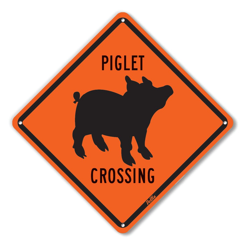 [Australia - AusPower] - PetKa Signs and Graphics PKAC-0144-NA_10x10 "Piglet Crossing" Aluminum Sign, 10" x 10", Black on Orange 10x10 