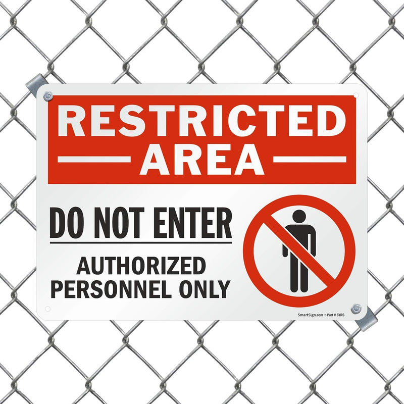 [Australia - AusPower] - SmartSign 10 x 14 inch “Restricted Area - Do Not Enter, Authorized Personnel Only” OSHA Metal Sign, 40 mil Laminated Rustproof Aluminum, Red, Black and White 10" x 14" 