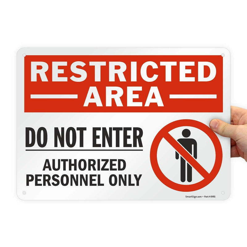 [Australia - AusPower] - SmartSign 10 x 14 inch “Restricted Area - Do Not Enter, Authorized Personnel Only” OSHA Metal Sign, 40 mil Laminated Rustproof Aluminum, Red, Black and White 10" x 14" 