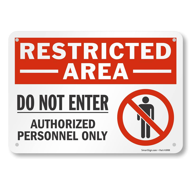 SmartSign 10 x 14 inch “Restricted Area - Do Not Enter, Authorized Personnel Only” OSHA Metal Sign, 40 mil Laminated Rustproof Aluminum, Red, Black and White, Made in USA 10" x 14" - Aluminum