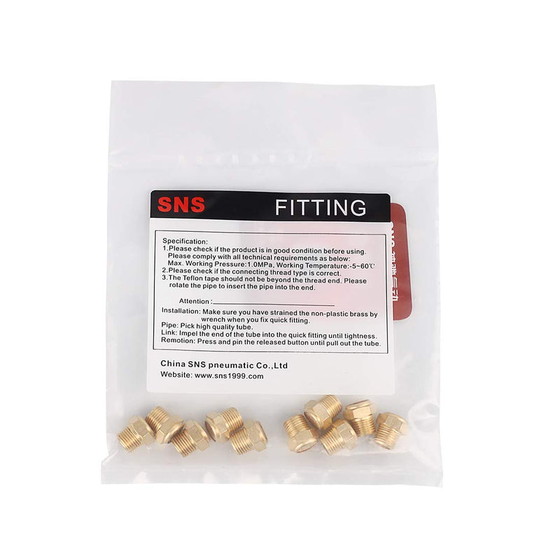 [Australia - AusPower] - SNS PSV-N01 Male Thread 1/8 NPT Brass Pneumatic Exhaust Muffler Silencer 10 PCS Per Pack 
