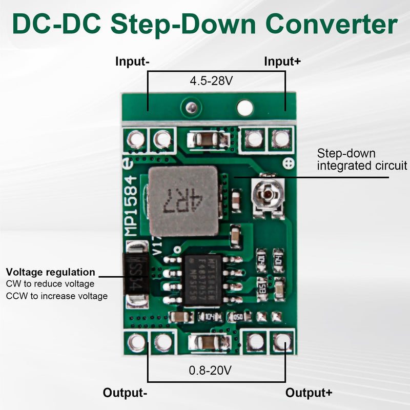 [Australia - AusPower] - Pack of 10 Mini Step Down Converter Module, DC-DC Buck Converter, 4.5-28V Voltage Converter, Ultra Small DC-DC Converter, 24V to 12V 9V 5V 3V Step Down Adjustable Converter 