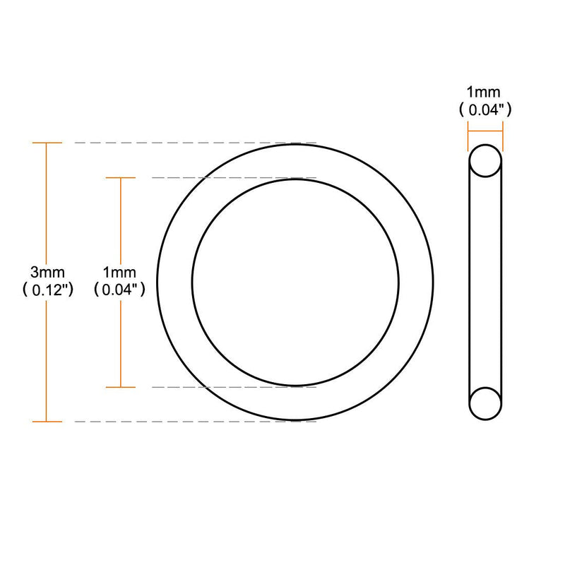 [Australia - AusPower] - uxcell Silicone O-Rings, 3mm OD 1mm ID 1mm Width VMQ Seal Gasket for Compressor Valves Pipe Repair, White, Pack of 200 