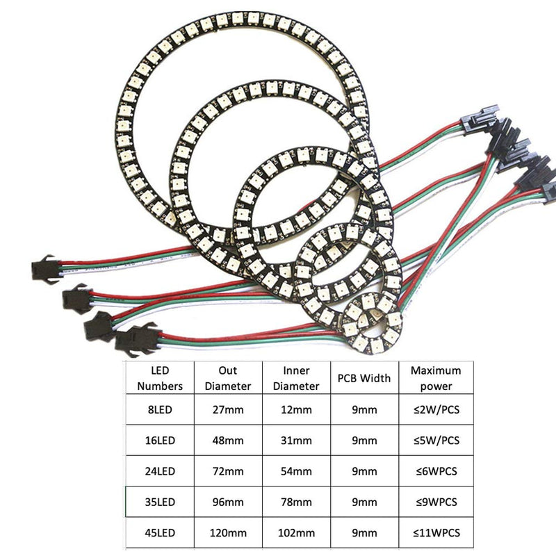 [Australia - AusPower] - Sparkleiot 128 Bit WS2812 RGB LED Ring with 3P Wire, WS2812B 5050 Addressable LED Pixel Full Color with Built-in Drivers DC5V for Arduino Raspberry Pi ESP8266 
