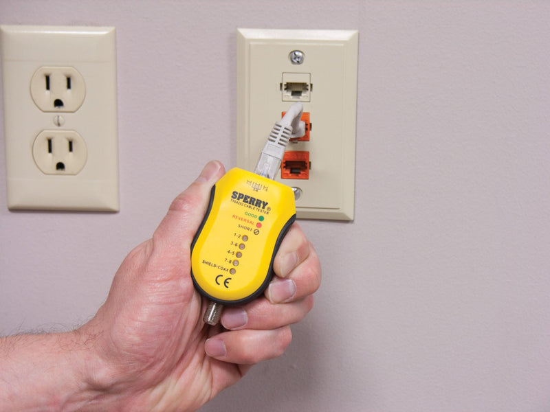 [Australia - AusPower] - Sperry Instruments TT64202 Cable Test Plus, Coax & UTP/STP Cable Tester - Detects: Shorts / Miss-wires & Reversals, Wiring Reference Chart Included, 2 Pc. Kit, Yellow & Black 