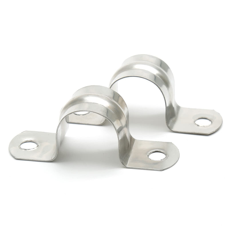 [Australia - AusPower] - 25PCS M20 (3/4 Inch) Conduit Clamps, Stainless Steel Two Hole Strap U Bracket Rigid Pipe Strip, Cable Clamp Hanger with 2 Holes Fit for 3/4 inch Pipes OD 25pcs 