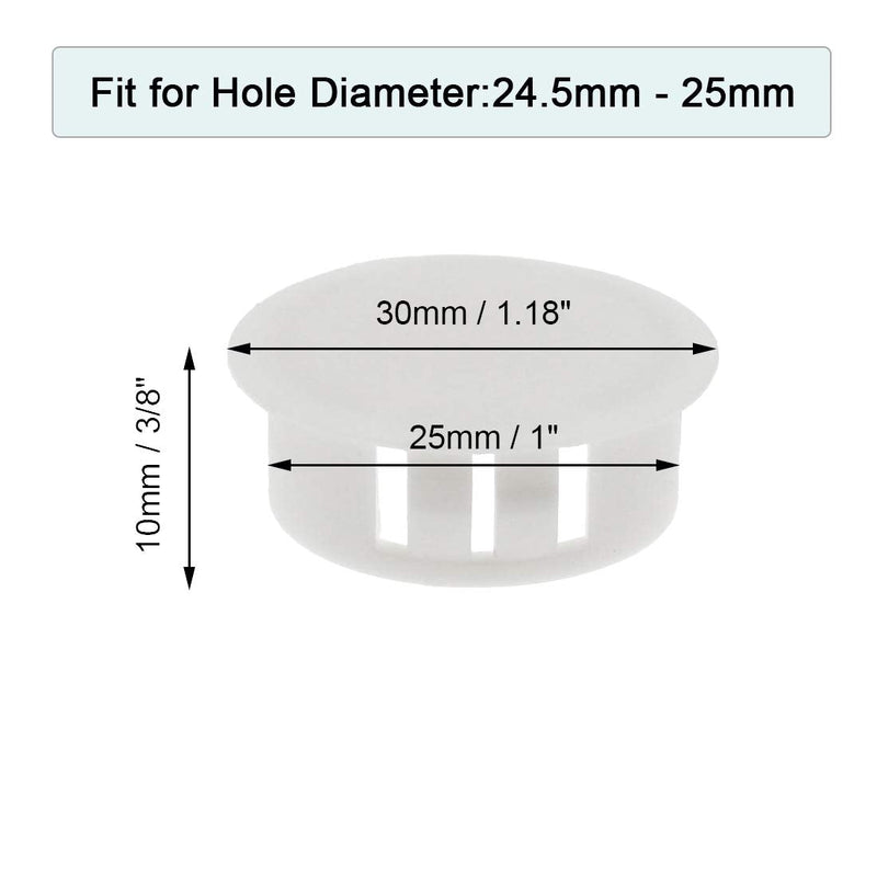 [Australia - AusPower] - 60PCS 25mm/1" White Hole Plugs Plastic Flush Type Hole Plugs Snap in Locking Hole Tube, Furniture Fencing Post Pipe Insert End Caps (White) 25mm/1" 