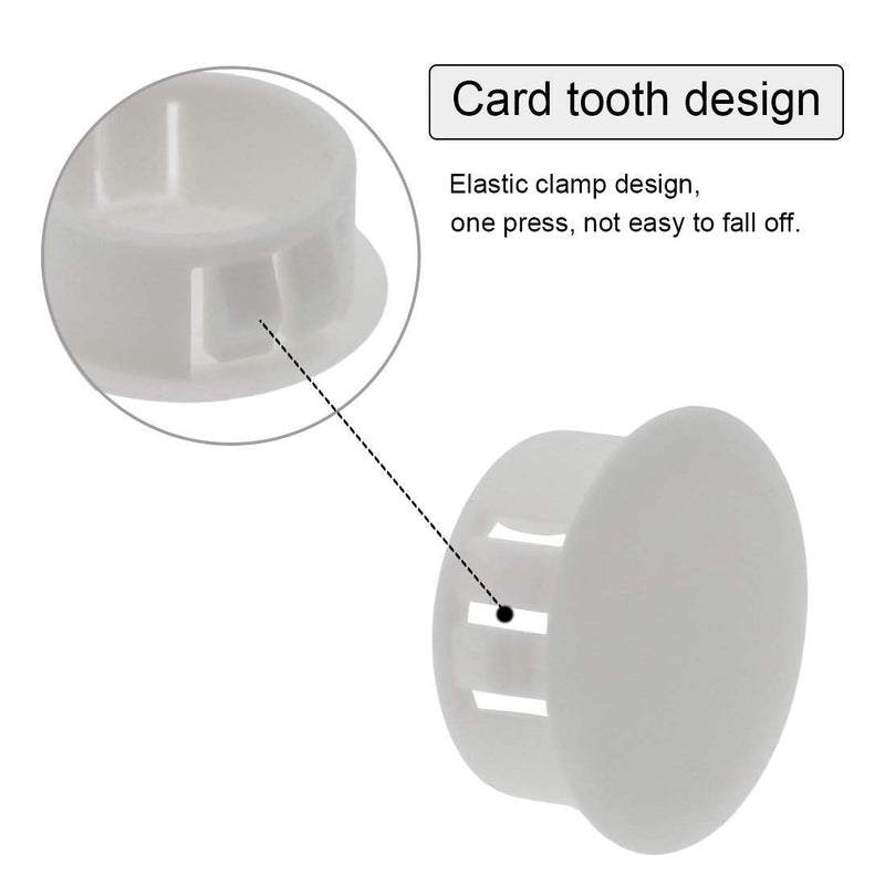 [Australia - AusPower] - 60PCS 25mm/1" White Hole Plugs Plastic Flush Type Hole Plugs Snap in Locking Hole Tube, Furniture Fencing Post Pipe Insert End Caps (White) 25mm/1" 