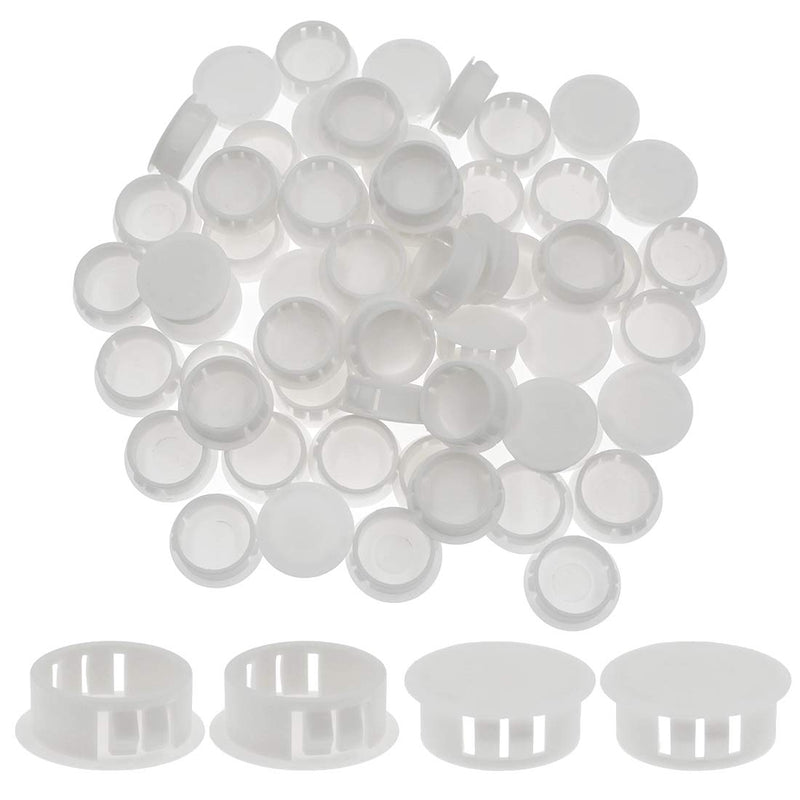 [Australia - AusPower] - 60PCS 25mm/1" White Hole Plugs Plastic Flush Type Hole Plugs Snap in Locking Hole Tube, Furniture Fencing Post Pipe Insert End Caps (White) 25mm/1" 