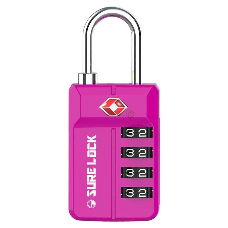 [Australia - AusPower] - TSA Approved Travel Luggage Locks, Open Alert Combination Lock for School Office & Gym Locker,Toolbox, Pelican Case,Easy Read Dials- 1, 2 & 4 Pack PINK 1 PACK 