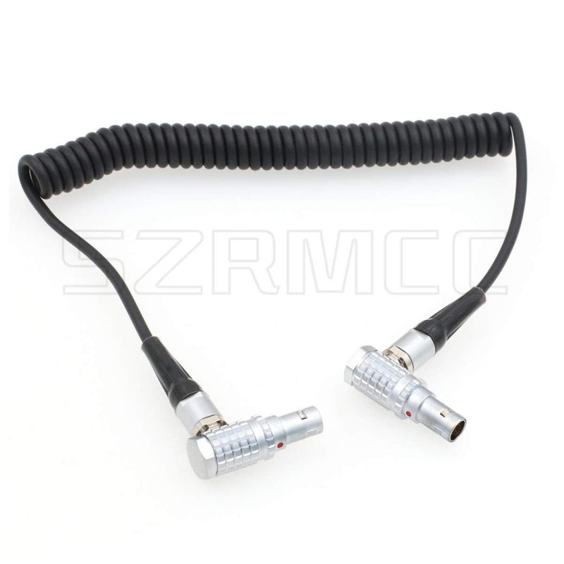 [Australia - AusPower] - SZRMCC ARRI Cameras Right Angle 5 Pin Male to Right Angle 5 Pin Male Timecode in/Out Coiled Cable for Sound Devices Ambient Lockit Zaxcom 