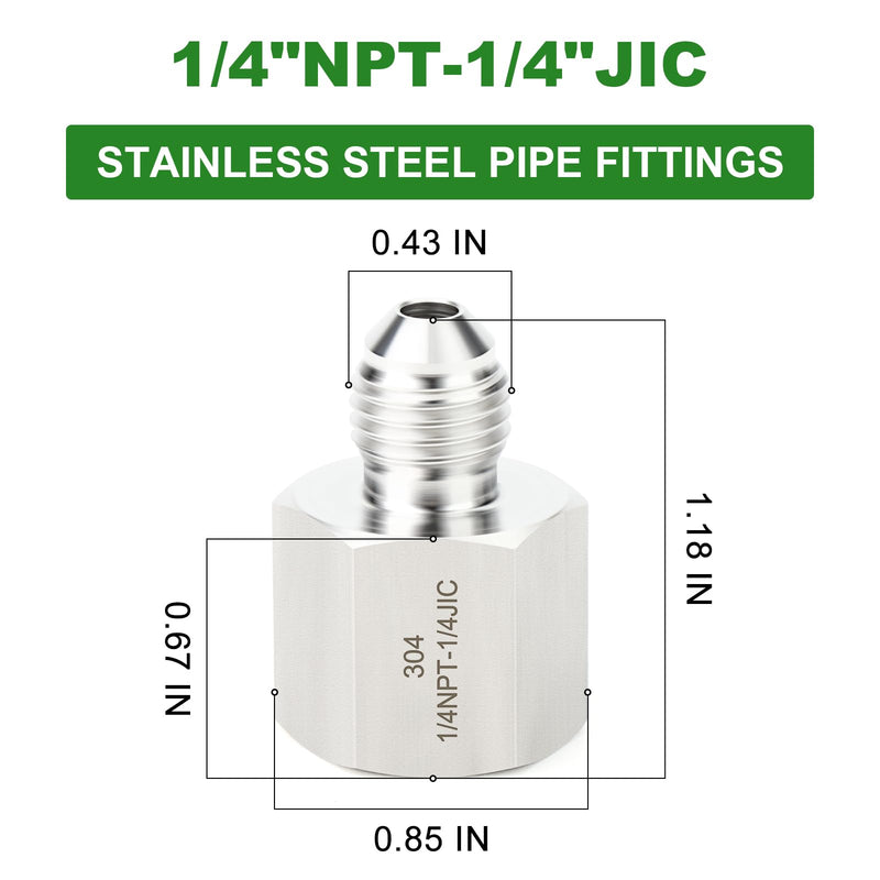 [Australia - AusPower] - TAISHER 5PCS Forging of 304 Stainless Steel JIC Flare Tube Fittings, 1/4" JIC Male x 1/4" NPT Female, Half Union 1/4" JIC x 1/4" FNPT 5 