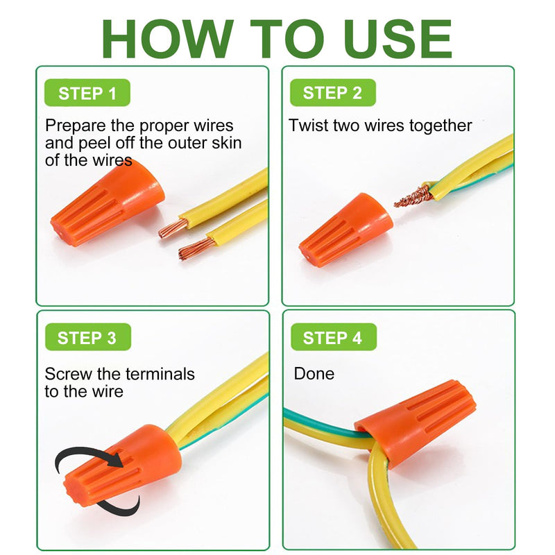 [Australia - AusPower] - 255PCS Electrical Wire Cap Connectors Nuts Kit, Insulating Insert Twist Wire Connectors with Spring, Screw on Terminals Assortment Set Quick Connection 