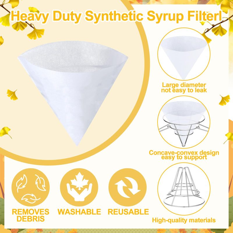 [Australia - AusPower] - Tandefio 16 Pcs Maple Syrup Filter Set 1 Maple Syrup Filter 15 Cloth Filter Cones Deep Fryer Oil Filter Stand Non Woven Filter Cone Cooking Oil Filter for Maple Syrup Making and Oil 