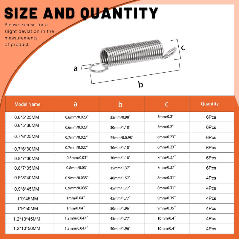 [Australia - AusPower] - Tanstic 60Pcs 12 Sizes Extension Spring Assortment Kit Extension Spring Assorted Size Small Springs Stainless Steel Extension Spring for Home Repairs and DIY 60 