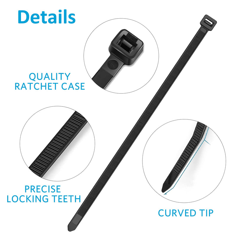 [Australia - AusPower] - Zip Ties 12 inch, Black Zip Ties 100 pack, 40lb, Cable Ties, Self-locking Wire ties for indoor and outdoor use, by Tantti 12" (100 Pack) 