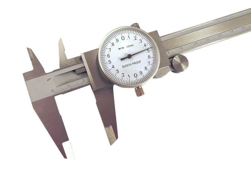 [Australia - AusPower] - 150 mm Metric Dial Calipers Accurate to 0.02 mm per 150 mm Hardened Stainless Steel for Inside, Outside, Step and Depth Measurements MDC-6 