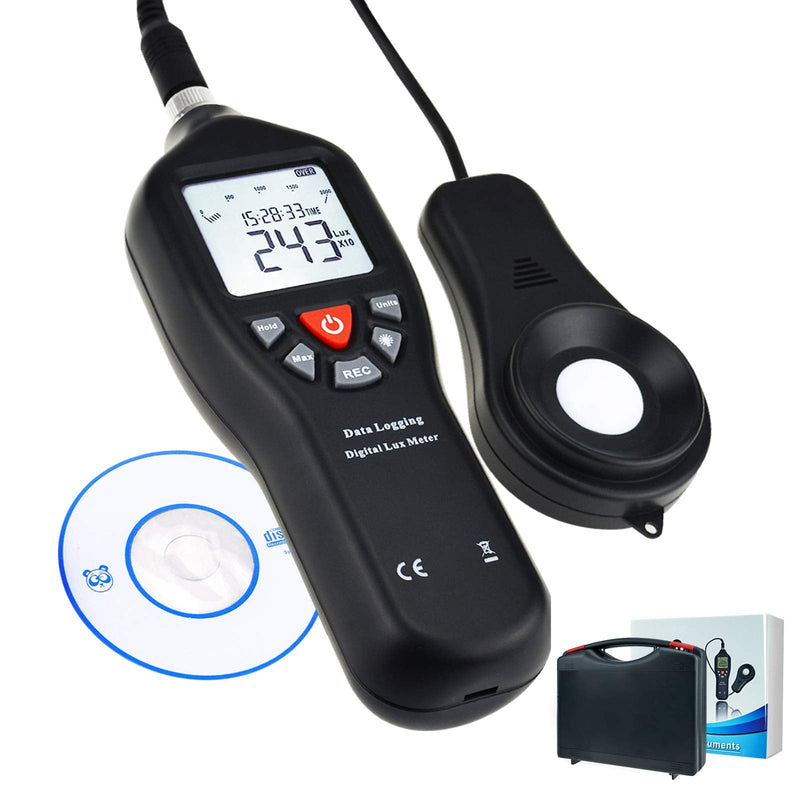 [Australia - AusPower] - Digitaler Licht Lux Meter mit Datenprotokollierung. Messbereich 0 bis 200.000 Lux mit Abnehmbaren Sensoren zur Messung der Lichtverschmutzung im Freien und im Haushalt 