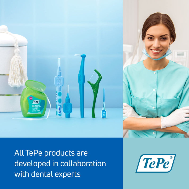 [Australia - AusPower] - TEPE Interdental Brush Angle, Angled Dental Brush for Teeth Cleaning, Pack of 6, 0.45 mm, Extra-Small/Small Gaps, Orange, Size 1 