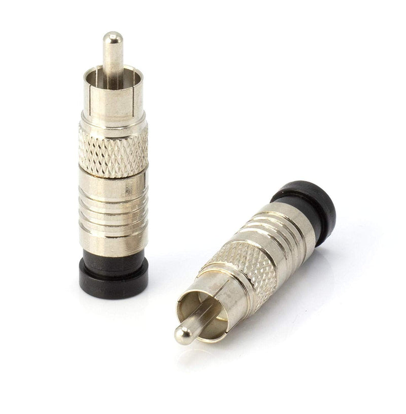 [Australia - AusPower] - RCA Compression Connectors - 10 Pack - RG-6 Coaxial Cable - Universal Male Connectors for RCA, Subwoofer, Composite, Component and Similar Cables Silver 
