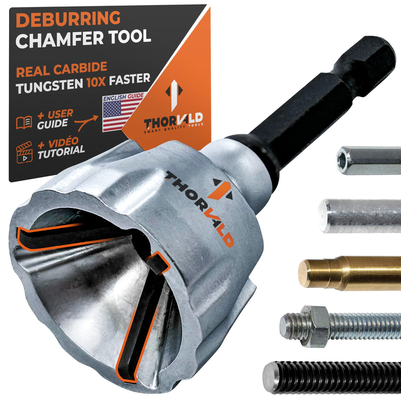 [Australia - AusPower] - THORVALD Deburring External Chamfer Tool with Tungsten Carbide Blade - Deburr Tool for All Thread, All Metal Rod, Pipe, PVC, 3D Printing - 1/8" to 3/4" Diameter (3~19mm) - User Guide + Video Tutorial 