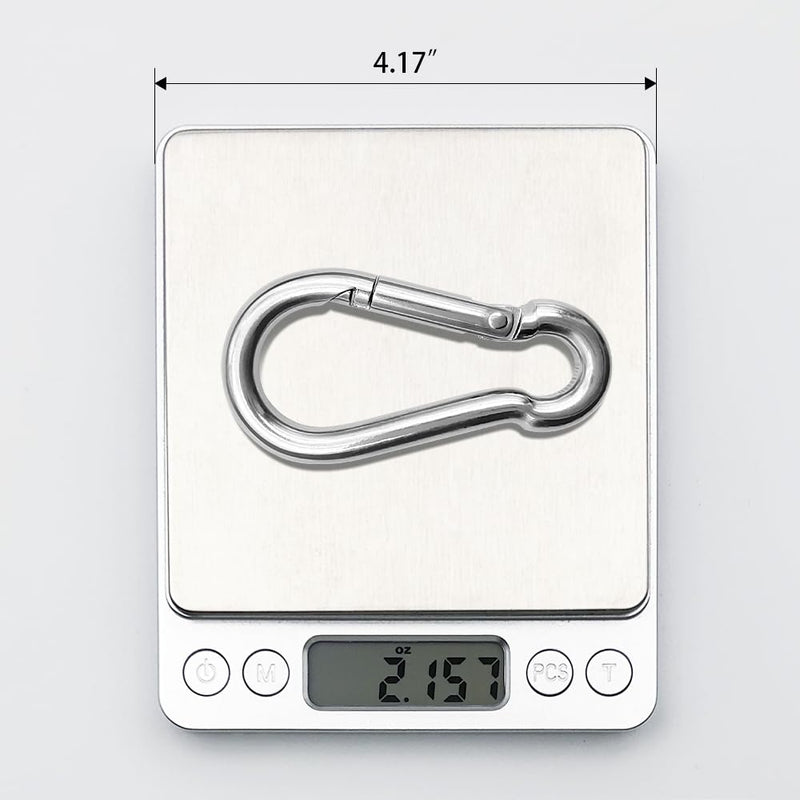 [Australia - AusPower] - 304 Stainless Steel Carabiners 2 inch, 3 inch, 4 inch, 5 Inch.Heavy Duty Carabiner Clips. Stainless Steel Spring Snaps Hooks for Camping ? Travelling. 3.1 inch 