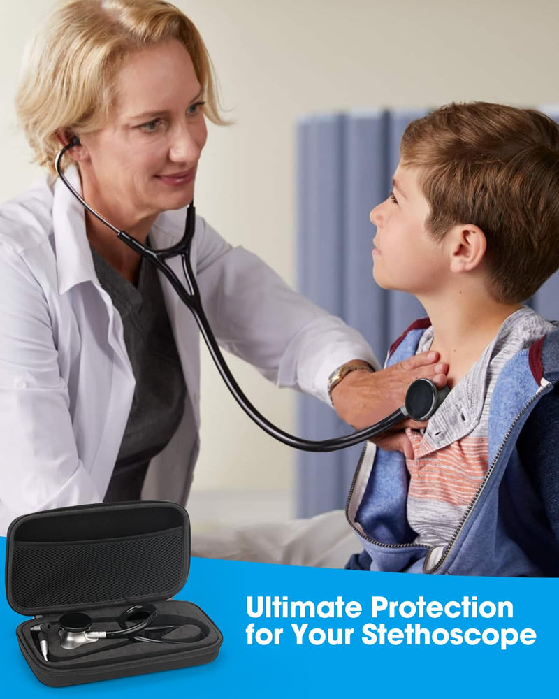 [Australia - AusPower] - Hard Stethoscope Case for Eko CORE 500™ Digital Stethoscope, Lightweight & Portable Protective Case, Extra Pocket for Doctor & Nurse Accessories (Black) 