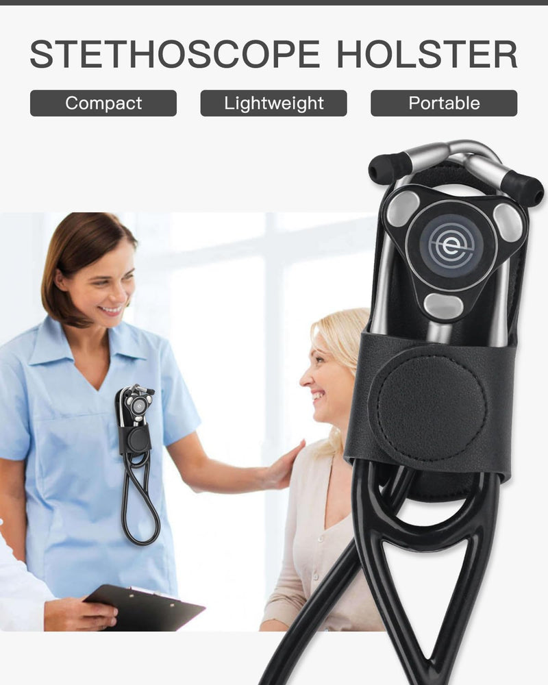 [Australia - AusPower] - Stethoscope Holder Clip for EKO CORE 500™ – Lightweight PU Leather Hip Holder Clip for Physicians, Nurses, EMTs, and Medical Students 