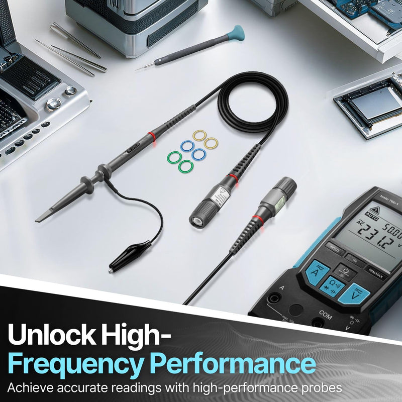 [Australia - AusPower] - Hantek PP-150 2 PCS X1/X10 100MHz Oscilloscope Scope Clip Probes with Free Accessory Kit Pack for HP Tektronix Hitachi 200V-600V 