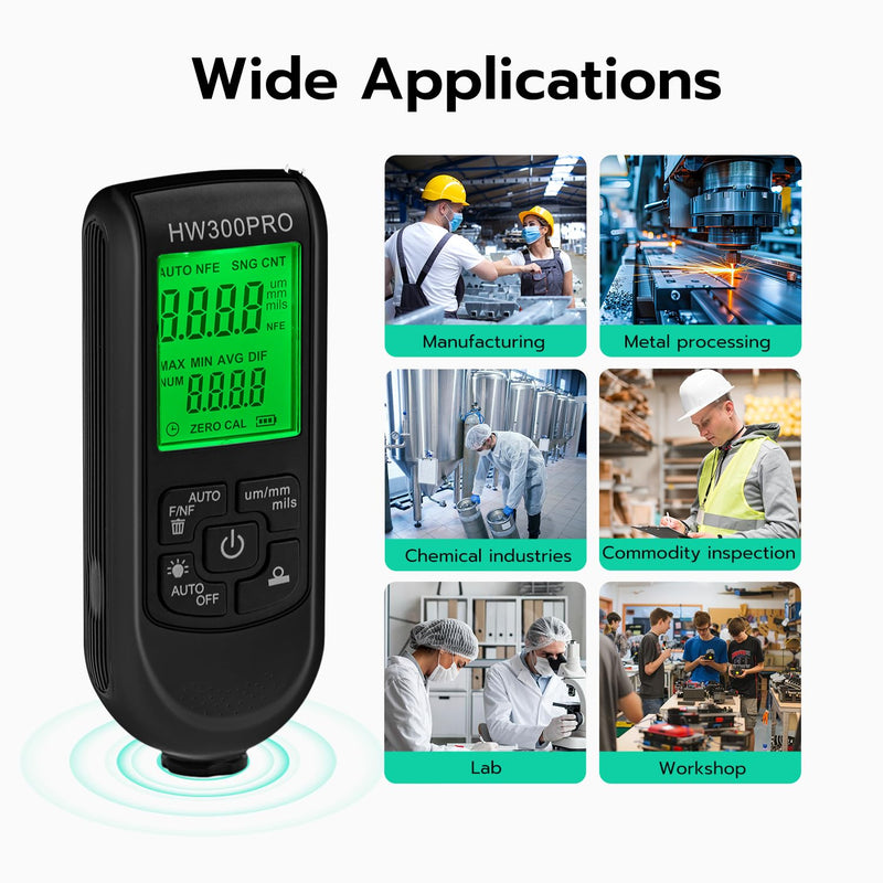 [Australia - AusPower] - Tolesum Digital Coating Thickness Gauge, Car Paint Gauge with Portable Rope, 0-2000 um Paint Thickness Gauge, Car Paint Coating Thickness Gauge for Used Car Buyer, Black 