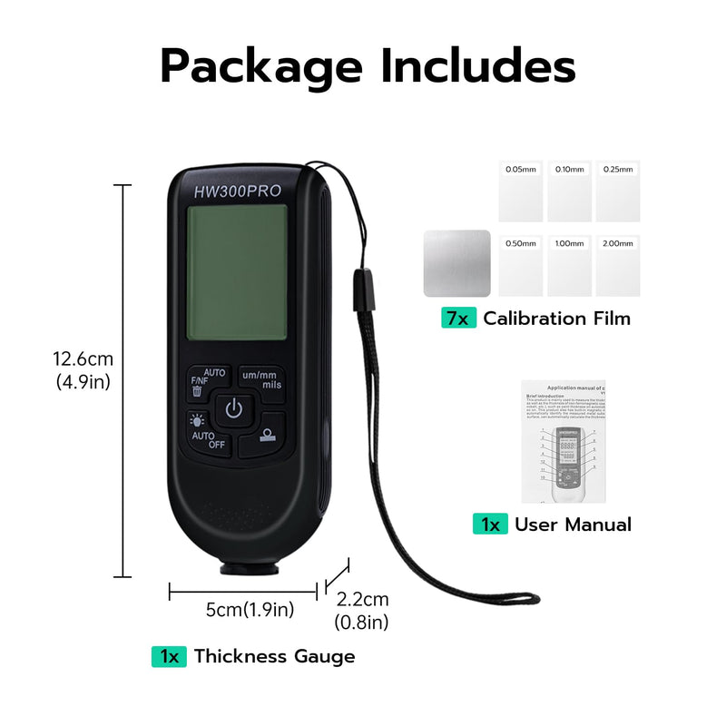 [Australia - AusPower] - Tolesum Digital Coating Thickness Gauge, Car Paint Gauge with Portable Rope, 0-2000 um Paint Thickness Gauge, Car Paint Coating Thickness Gauge for Used Car Buyer, Black 
