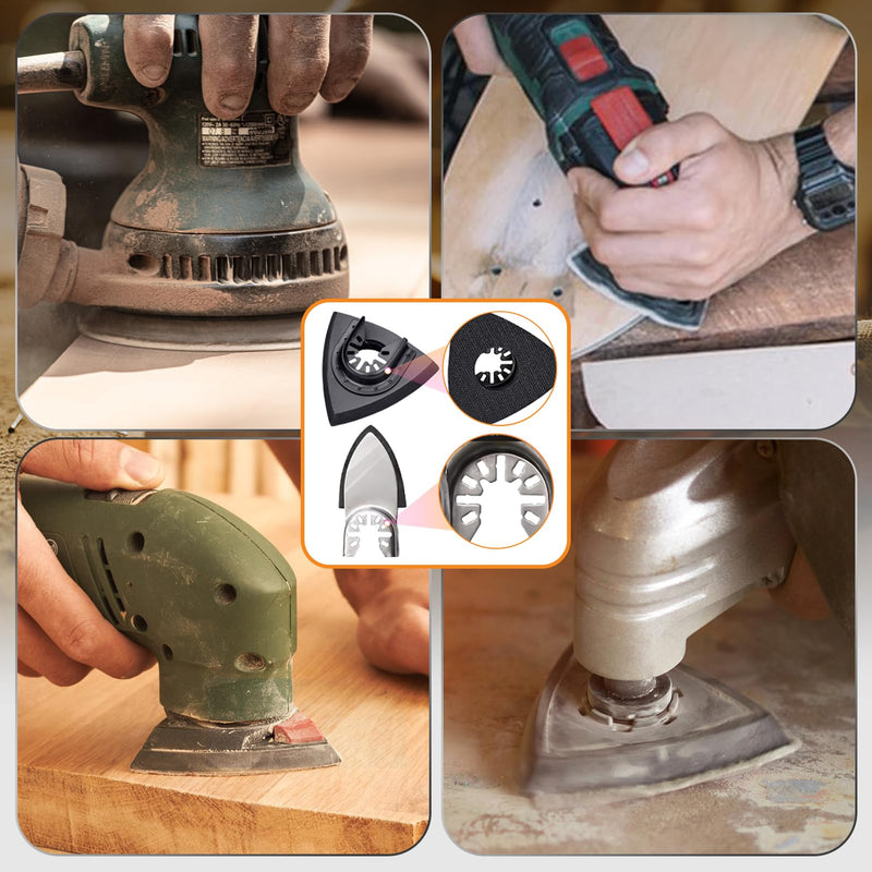 [Australia - AusPower] - 208Pcs Oscillating Tool Sanding Pads Kit, 4Pcs Triangle Sanding Pads and 4Pcs Finger Sanding Pad, 200Pcs Multitool Sandpaper Set, Grit Fit for Finishing Wood Sanding 