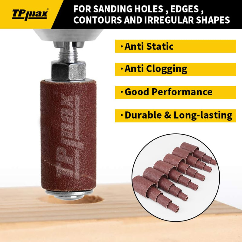 [Australia - AusPower] - 24-Pack Spindle Sanding Sleeves - 60 Grit - 2-Inch Length - Assorted Diameters of 1/2 in, 3/4 in, 1 in, and 1-1/2 inches 60 Grit(24 pk) 
