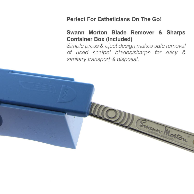 [Australia - AusPower] - Dermaplaning Kit Professional Swann Morton 10R Dermaplaning Blades, scalpel blade remover box, hemostat for ease of installing surgically sharp dermaplane blades (3 items) 