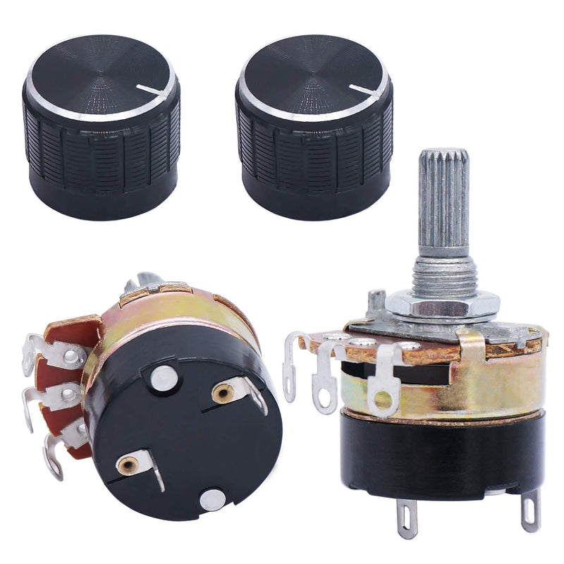 [Australia - AusPower] - TWTADE / 2Pcs 250K Ohm Single Linear Taper Potentiometers with on/off Switch + 2pcs black Aluminum alloy knob 