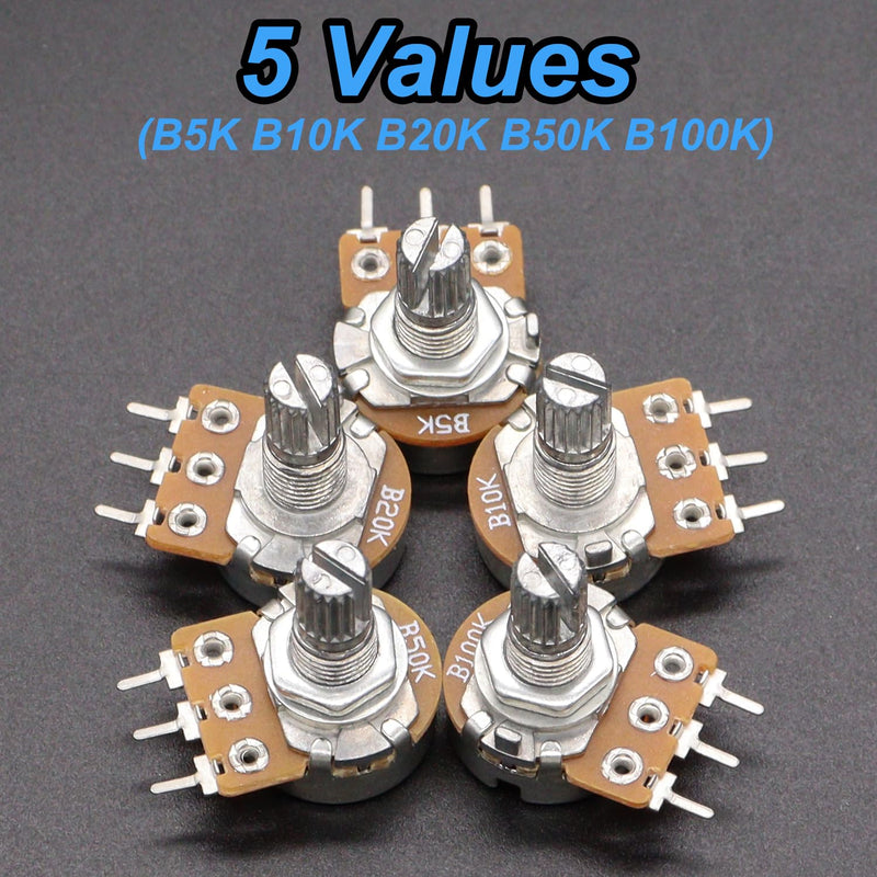 [Australia - AusPower] - TWTADE 64PCS Potentiometer Kit WH148 B5K B10K B20K B50K B100K Ohm Linear Rotary Potentiometer with Plastic Knobs,Aluminum Alloy Knobs,nuts and washers H-023 