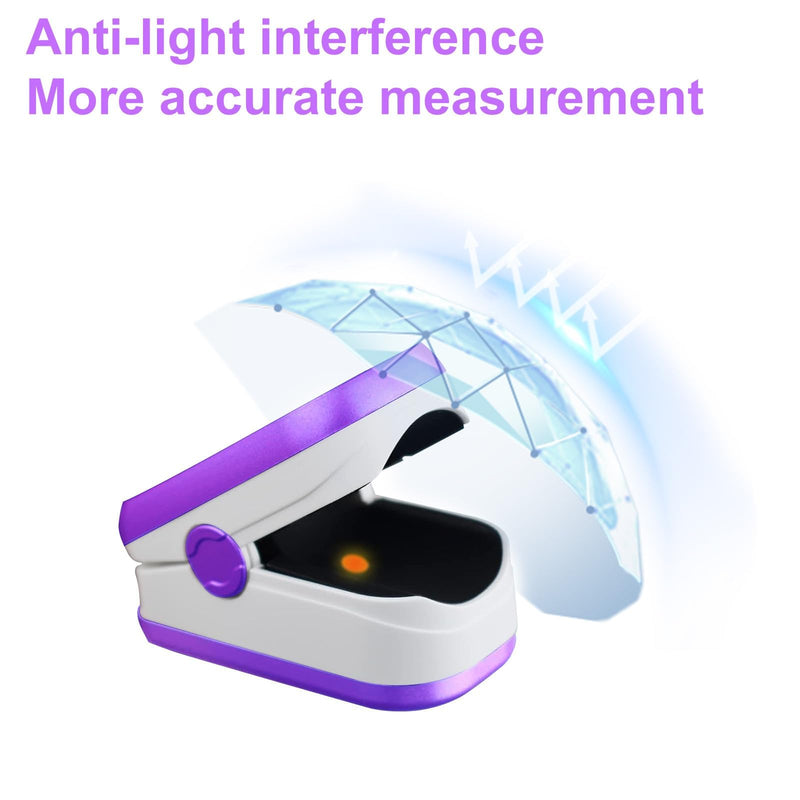[Australia - AusPower] - Pulse Oximeter Fingertip, Pulse OX with Large LED Display, Oximeter, Pulse Oximeter, Fingertip Pulse Oximetr, Oximeter with AAA Battery Lanyard (Purple) 