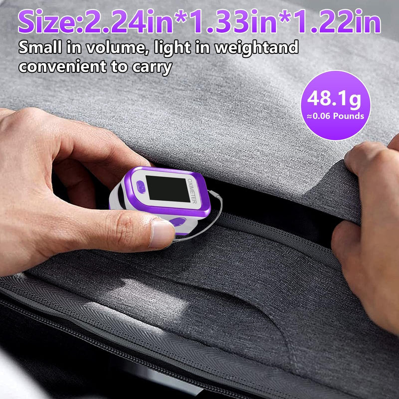 [Australia - AusPower] - Pulse Oximeter Fingertip, Pulse OX with Large LED Display, Oximeter, Pulse Oximeter, Fingertip Pulse Oximetr, Oximeter with AAA Battery Lanyard (Purple) 
