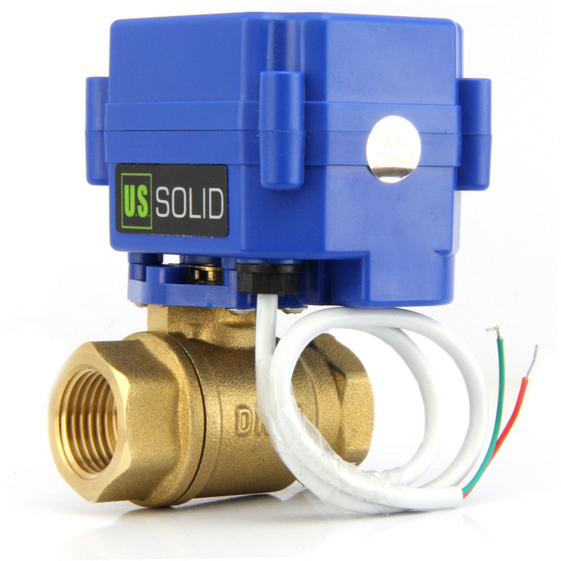 [Australia - AusPower] - U.S. Solid Motorized Ball Valve- 3/4" Brass Ball Valve with Standard Port, 9-24V AC/DC and 2 Wire Auto Return Setup 3/4 Inch 