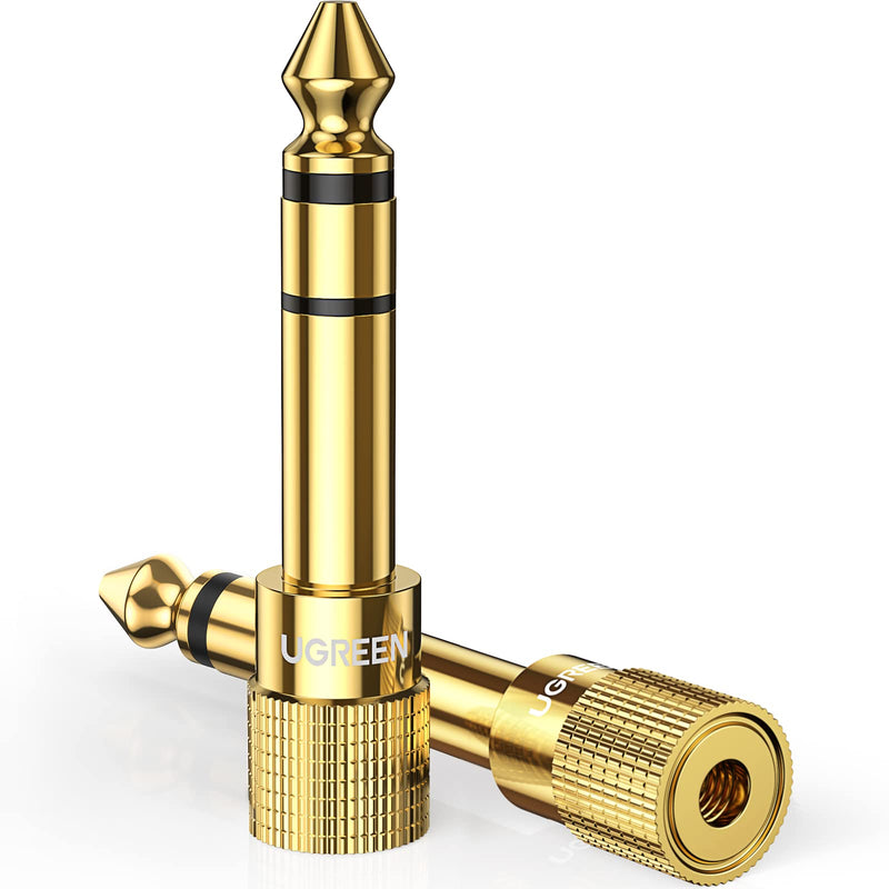 [Australia - AusPower] - UGREEN 6.35mm 1/4 Male to 3.5mm 1/8 Female Stereo Headphone Adapter Audio Jack Plug Gold Plated for Speaker Headphone Guitar Digital Piano Amp, 2 Pack 