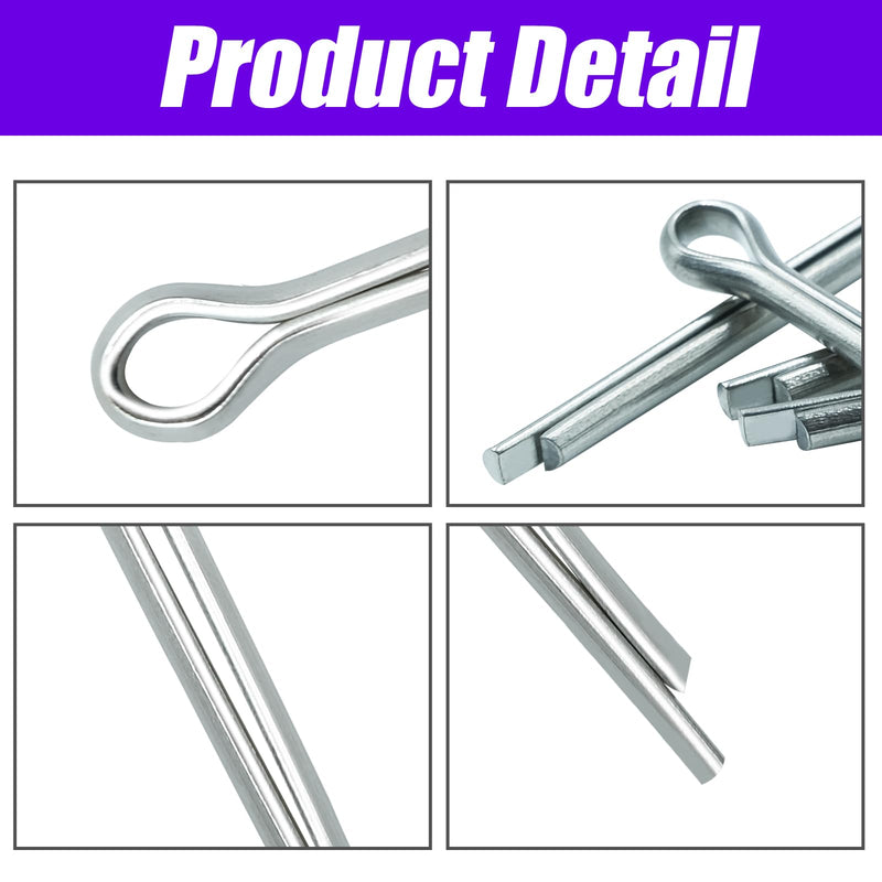 [Australia - AusPower] - 125pcs Cotter Pin Assortment Kit, 6 Sizes 304 Stainless Steel Cotter Pins Set, Split Pin Fastener Clips for Car Mechanics, Lawn Mowers, Trucks, Tractors Repair 125PCS 