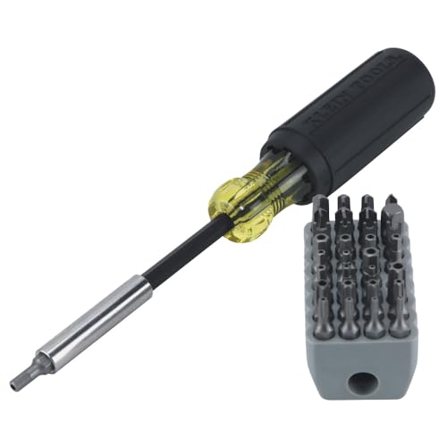 Multibit Screwdriver 32-in-1 Multi Tool, Sturdy Bit and Screw Holding Magnet, Tamperproof Torx, Hex and Torq Set, Klein Tools 32510, Grey