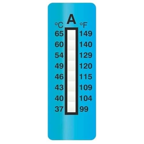 Digi-Sense Irreversible 8-Point Vertical Temperature Label, 100-150F/37-65C; 25/Pk