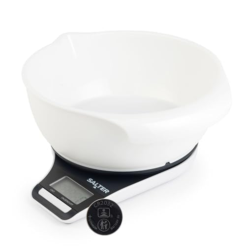 Salter Digital Measuring Jug Kitchen Scale - Electronic Food Scale with 1.25L Bowl, Add & Weigh Wet & Dry Ingredients, Easy Pour Spout, 5kg/11lbs Capacity, Easy Read LCD Display, Includes Battery Back