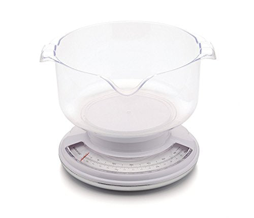 KitchenCraft Flat Mechanical Kitchen Scales with Large Bowl, 3 kg (6.5 lb) Capacity
