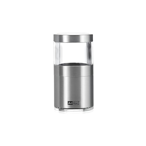 AdHoc Voyage Mini Chilli Cutter/Spice Cutter | Stainless Steel/Acrylic | PreciseCut Technology, Compact Spice Mill | (H) 75 mm x (D) 38 mm | Clear/Silver