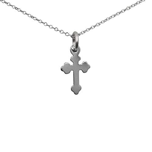 Silver 17x10mm plain club end Cross with a 1mm wide rolo Chain 60.0 Centimetres