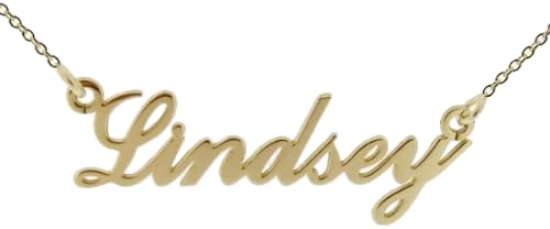 Small 9ct Yellow Gold Plated Sterling Silver Carrie Style (Sex & The City) Personalised Name Necklace With 18" (46cm) Trace Chain In Presentation Gift Box - ANY NAME MADE (See Description)